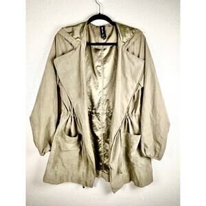 Agnes & Dora Light Lagenlook Jacket Hood Faux Suede Size XL Casual Sporty